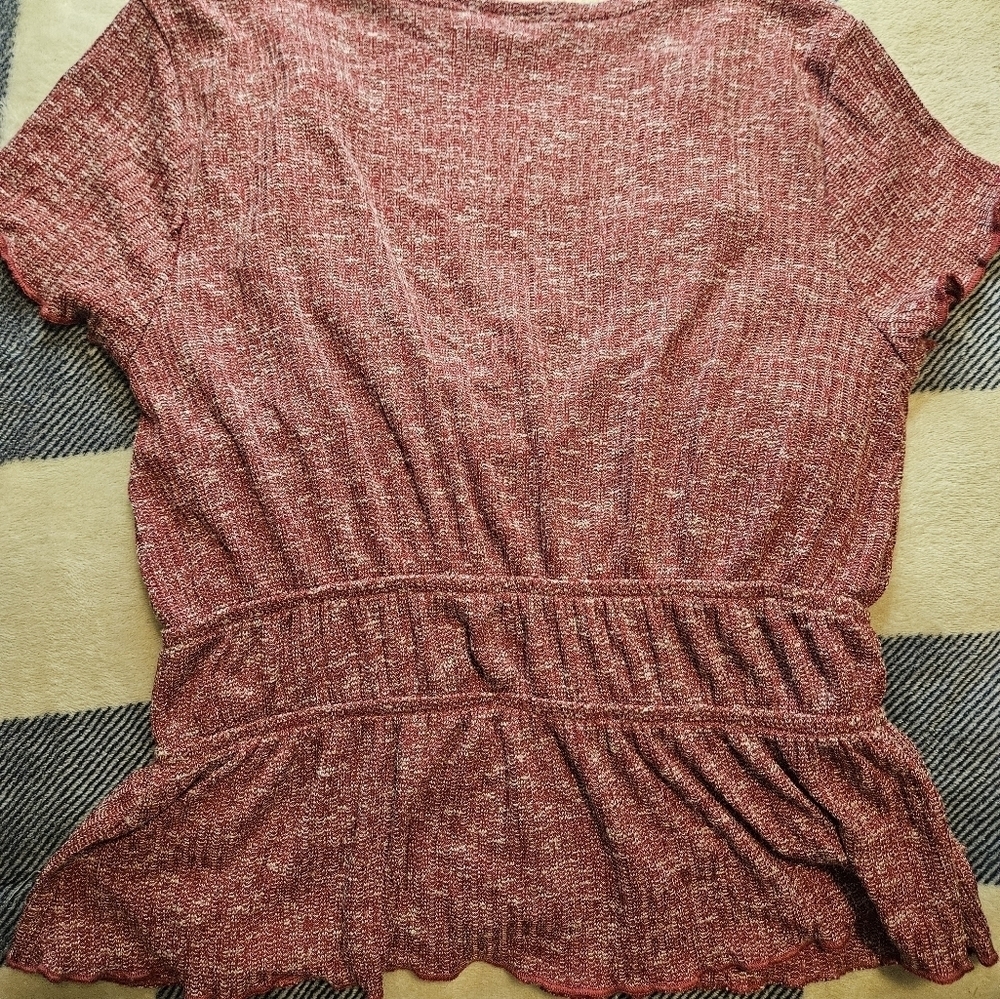LoveCrazy Juniors Heathered Red Short Sleeve 2 Piece Top Size Small - Picture 11 of 11